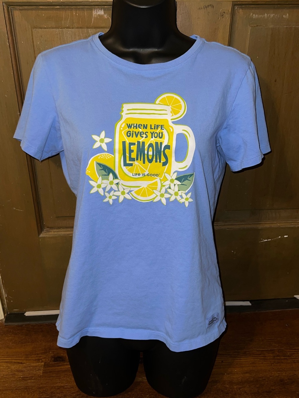 Life Is Good Life Gives You Lemons Short Sleeve Blue Yellow Graphic Shirt Size S - Picture 3 of 9
